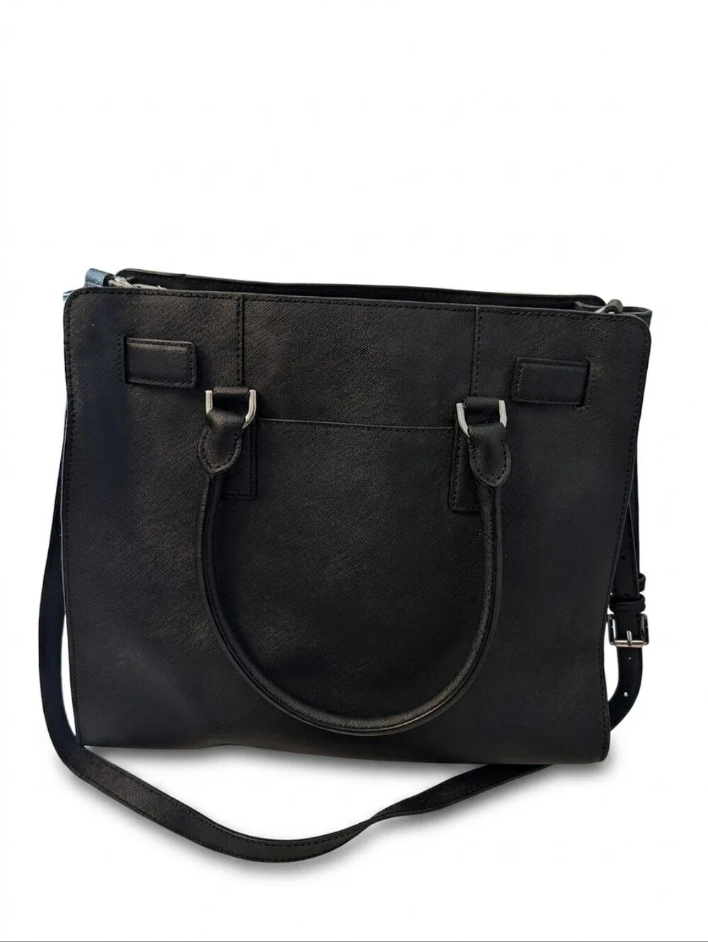 Michael Kors Dillon Satchel Purse in black With Silver Hardware